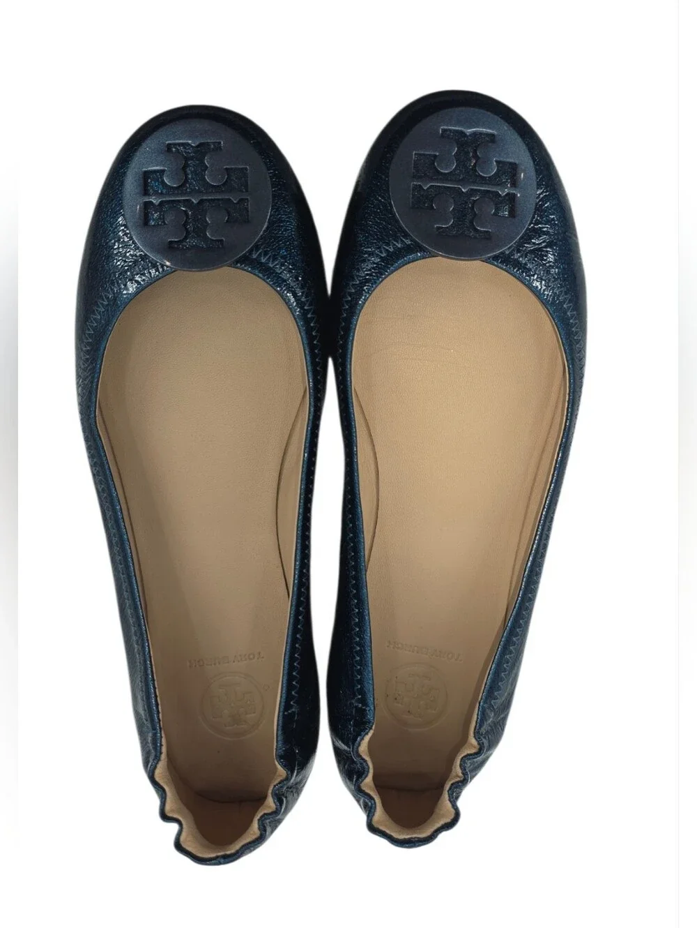 Tory Burch Minnie Blue Folding Flats 8